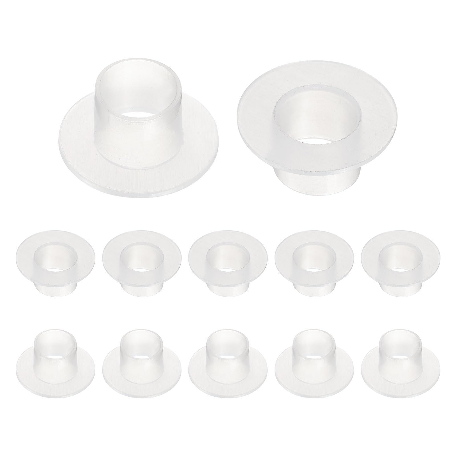 Photo 1 of uxcell 12pcs Flanged Sleeve Bearings Plastic Bushings ID 12mm x OD 13.6mm x Length 11.2mm Nylon Bushings, White