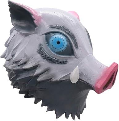 Amazon Com Gankchen Anime Demon Slayer Kimetsu No Yaiba Hashibira Inosuke Mask Full Head Pig Masque Wild Boar Mask Hood Wild Pig Masque Hashibira Inosuke Costume Mask Latex Masqurade Gray Clothing