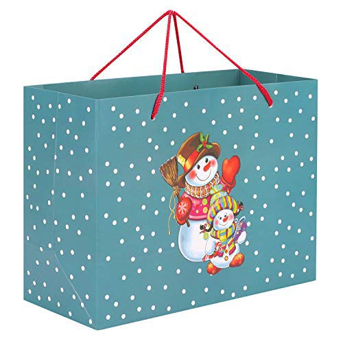 10pcs Paper Party Bags Christmas Snowman Cookies Carrier Bags Cartoon Tote Bag Recycled Present Wrapping Bag for Christmas Party Boutique Retail Shopping