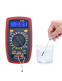 Neoteck   Multímetro digital portátil con medidas de voltaje CA CC, ohmios, corriente CC, temperatura, continuidad, diodos