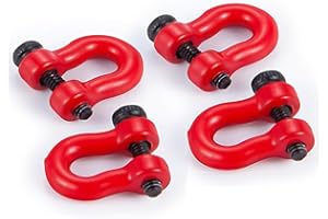 WEFEINO 2Pairs Aluminum Tow Hooks D-Ring Hitch Tow Shackles for TRX4M 1/18 Bronco Defender RC Crawler Car