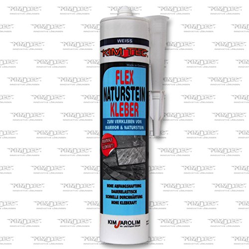KIM-TEC FLEX Naturstein Kleber 290ml weiß, Hohe Anfangshaftung, schwere Bauteile haften ohne zusätzliche Hilfsmittel an senkrechten Flächen
