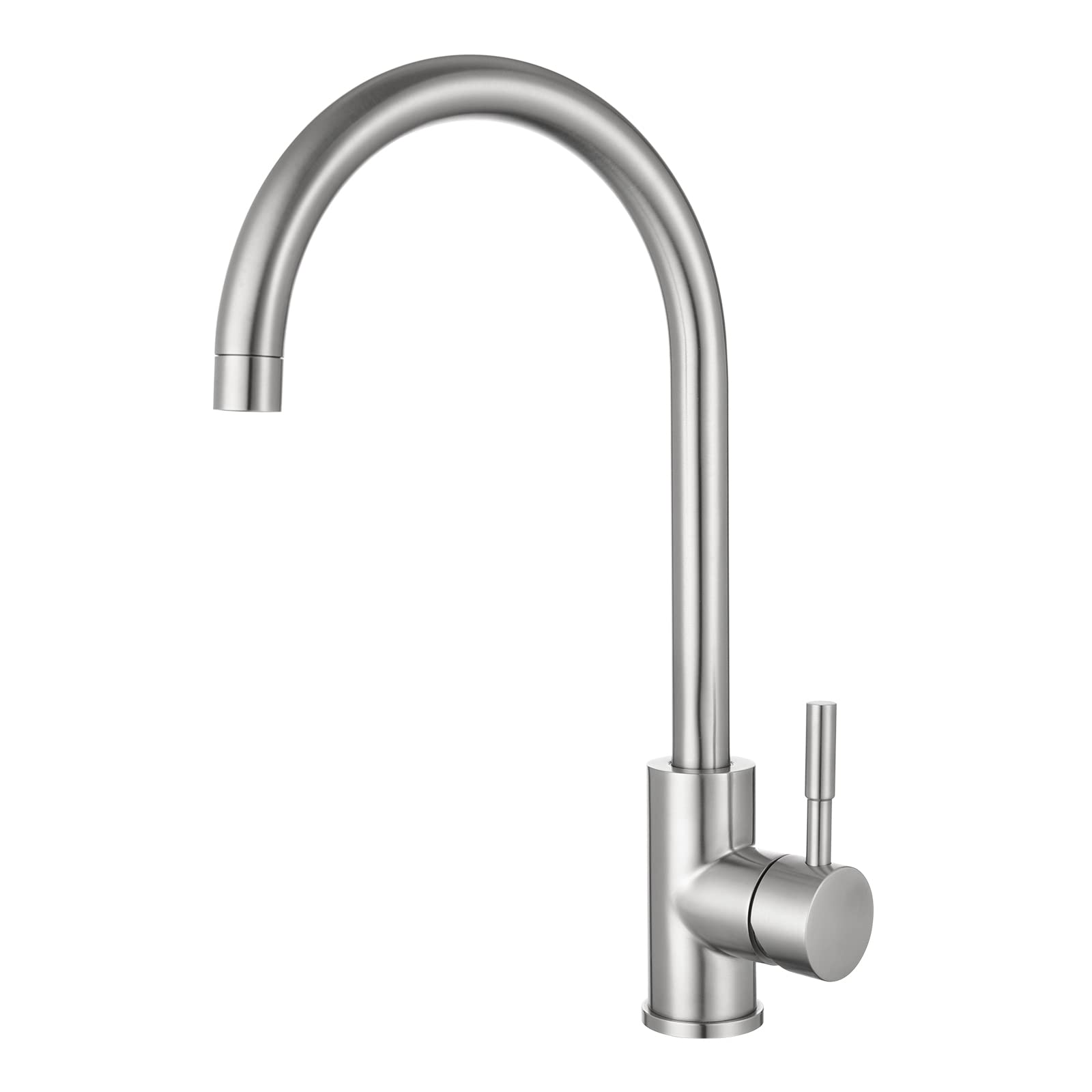 Kitchen Taps Stainless Steel Kitchen Sink Tap Mixer Brushed Nickel Single Lever 360 Swivel Spout Monobloc Mixer Taps for Sink 1 Hole High Arc Hapilife Stainless Steel Faucet Brushed Steel