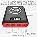 Portable Charger Power Bank,KEDRON 24000mAh Wireless Charger with LED Digital Display and 3 Outputs & Dual Inputs External Battery Pack for iPhone X,iPhone 8,Samsung Galaxy S8 Note 8 and More (Red)