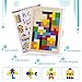 4 Pack Toddler Puzzles, Ezire Wooden Peg Puzzles for Kids - Numbers Puzzle, Alphabet Puzzle, Sea Creatures Puzzle, Tetris Puzzles Toy Perfect Pegged Puzzle for Baby Learning