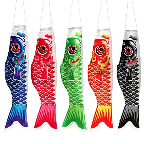 Garden Colorful Japanese Style Carp Streamer Windsock Fish Flag Home Party Decoration - Red 40cm