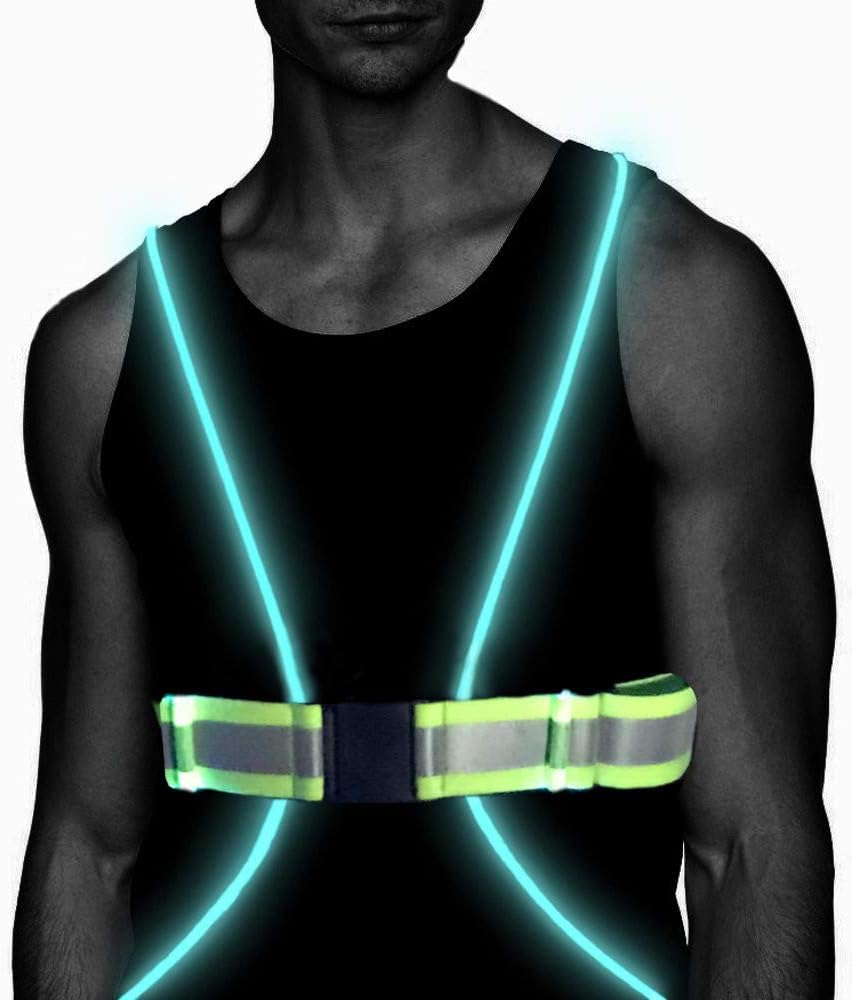Atlecko 360° Reflective LED Running, Cycling or Hiking Vest & Belt for Men, Women & Kids - Safe & Comfortable - Bright Lights for High Visibility, Excellent Battery Life - Perfect for Night & Morning