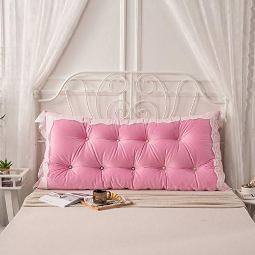 UYHSAUDGHFHE All Cotton Korean Version Double Pillow Lace Bed Sofa Cushion 100% Cotton Two-Person Long Pillow Korean Head Back-A 120x75cm(47x30inch)