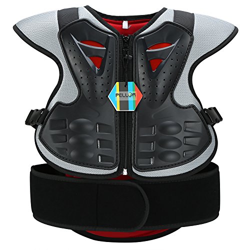 Pellor Children Body Guard Vest Chest Back Protector Anti-fall Gear Waistcoat For Cycling Motocross Skiing Riding Skateboarding (Black, L For height: 1.27-1.45m/4.2-4.8ft)