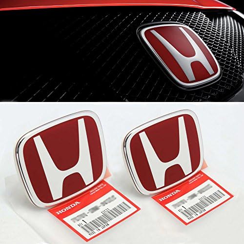 3PCS JDM RED FRONT REAR STEERING EMBLEM FOR HONDA FIT HATCH 2015-2017