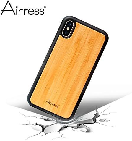 Airress Luxury Natural Touch Feeling Bamboo Case for iphone X iphone 10 iphone Ten Bamboo Cover Soft TPU Inner Shell