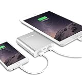 GreatShield PowerTank 10000mAH Dual USB Ports Fast Charging Portable External Battery Pack Power Bank for iPhone 7 6S 6 Plus SE, iPad Mini Air Pro, Galaxy S8 Plus S7 S6 Edge, Note 5, LG G6 - Silver