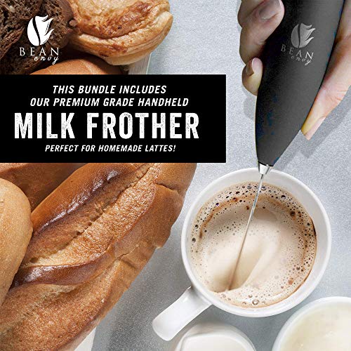 Bean Envy French Press Coffee Maker and Milk Frother Set 34 oz Glass