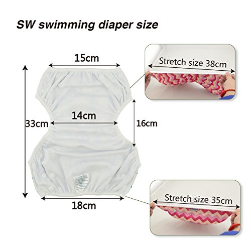 ALVABABY Baby Swim Diapers 2pcs One Size Reuseable Washable & Adjustable for Swimming Lesson & Baby Shower Gifts SWB09-18