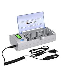 Cargador de baterías Kinden con puerto de carga para AA AAA C D 9V Ni-MH Ni-CD con pantalla LCD y funciones de descarga.