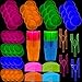Neon Disposable Party Supplies Set, 32 Guest - 2 Size Plates, Tumbler Cups, Napkins, Cutlery | Glows Under Black Light or UV - Pink, Green, Blue, Orange | For Birthday, Clubs, 80s Festivals, and More