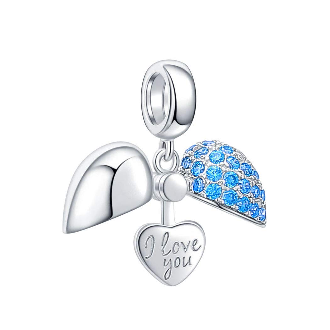 I Love You Charm Bead 100% Genuine 925 Sterling Silver Crystal Heart Charms Pendants fits European Bracelets