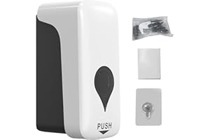 Hilitand Manual Soaps Dispenser, Wall Mounted Leakproof 500ml Hand Push Soaps Dispenser with Extra Wide Button and Lock Desig