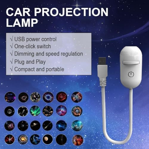 Galaxy Star Projector, 2-in-1 Night Light with 12 Pattern Films, USB Powered, Dimmable, 360° Adjustable, for Bedroom Ceiling Decor