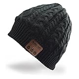 Momoday Unisex Wireless Music Hat Beanie with Stereo Headphone Speaker Hands-Free Talking Braiding Knitting Warm Winter for Fitness Outdoor Sports Walking Christmas Birthday Gifts (Black)