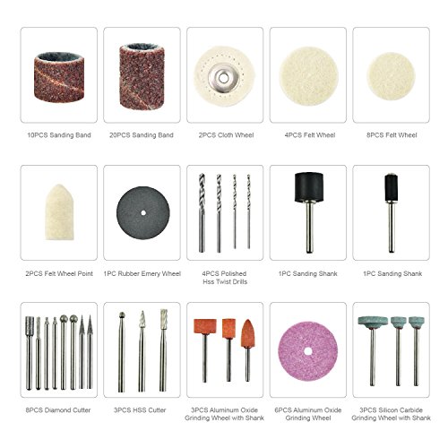 Longmate 349 pcs Rotary Tool Accessories Set All Purpose Accessory Kit for Grinding Sanding Polishing Rotary Tools