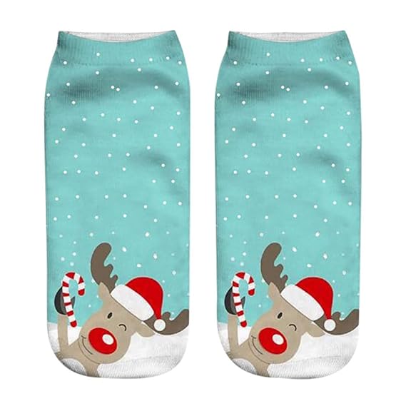 MCYs Unisex Damen Mädchen 3D Mode Gedruckt Weihnachtssocken Weihnachtsmotiv Weihnachten Socken Festlicher Cotton Socken Chris