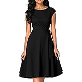 Bbonlinedress Women Cocktail Summer Midi Dress Wedding Guest Vintage Tea Party Dresses Cap Sleeve Casual Formal Church