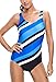 Dokotoo Womens Stripes Color Block One Piece Bathing Suit Swimsuit Monokini Blue M