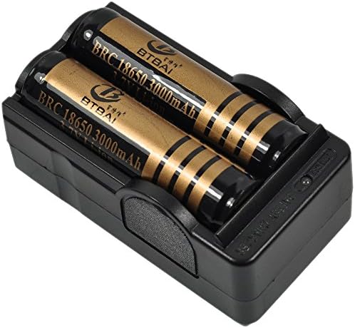 Protected 18650 Rechargeable Batteries Plus Charger (2pcs)