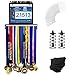 Urban Active Sports Medal Display - Complete Bundle Medal Holder Bib Hanger for 60+ Medals 120 Runner Race Bibs + Includes 23 Bibs Vinyl Sleeves + Locking Laces + Multipurpose Scarf