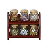 Glass Spice Pot Bottle Jars Rack 1/12 Miniature Dollhouse Kitchen Accessory