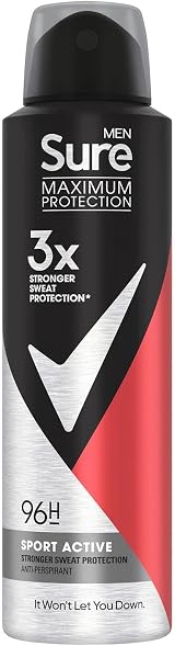 Sure Men 96H Antiperspirant Body Spray Sport Active 150ml Pack of 6 Fresh Odour view 2