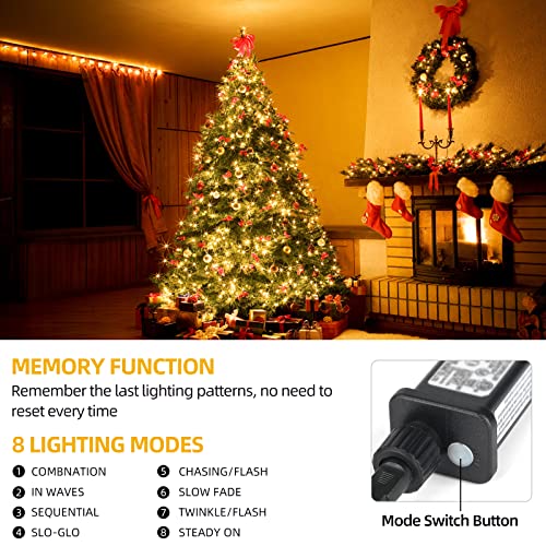 Tcamp Outdoor Christmas Lights Warm White, 262FT 800 LED Christmas Tree