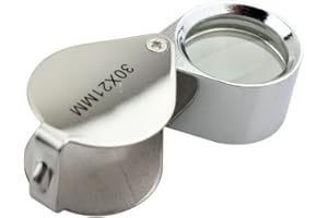 iKKEGOL 30 X 21mm Glass Jeweler Loupe Loop Eye Magnifier Magnifying Magnifier Metal Body Silver