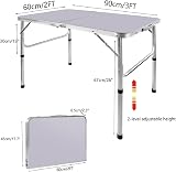 Lucn 3ft Folding Camping Table 2-Height Portable Picnic Table 90x60cm view 8