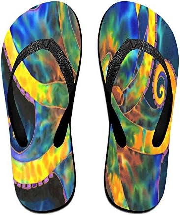 FPDragon Water Wavy Rainbow Coloured Octopus Unisex Soft Flip-flops Beach Sandals Slippers Classical Thong Sandals