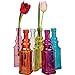 Luna Bazaar Small Vintage Glass Bottle Set (7-Inch, Ella Design, Multicolor Glass, Set of 6) - Flower Bud Vases Bulk - for Home Decor and Wedding Centerpieces