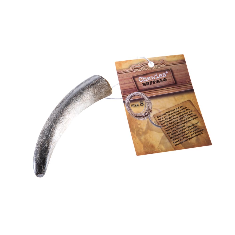 Chewies Buffalo Horn for Dogs - Filled Cow Horn from Water Buffalo - Natural Chew Toy - Dental Care and Fun in 1 - Size S: for Dogs up to 10 kg Body Weight