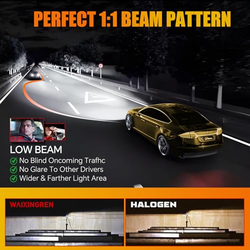 WAIXINGREN H7 Led Headlight Bulb - 32000LM 6500K Brighter, 100W Headlight Bulb Led with Fan, 1:1 Size, IP68 Waterproof, Plug and Play Easy Installation, Pack of 2 (H7)