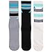 adidas Women's Cushioned 3-Pack Crew Socks, Grey Clear Onix Marl/Energy Aqua/Energy Blue/Black/White, Medium