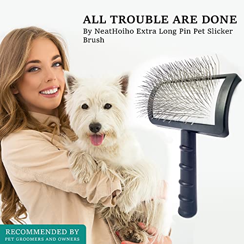Extra Long Wire Pin Big Dog Slicker Brush, Grooming Pin Brush for Cat