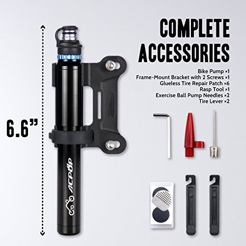 image for ACPOP Mini Bike Pump & Glueless Puncture Repair Kit- Fits Presta & Sch