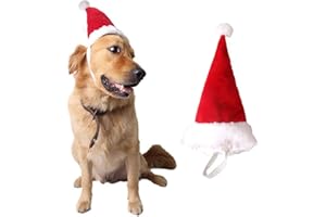 WIZ BBQT Adjustable 3D Christmas Santa Hat for Dogs Cats (Large)