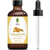 SVA Turmeric Essential Oil – 4 Fl Oz – 100% Natural Turmeric Oil - for Diffuser, Hair Care, Face, Skin Care, Aromatherapy, Sc