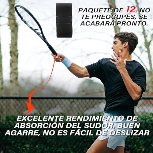 VXMBNB, Overgrip Tenis, Overgrip Padel de 12 Piezas, Absorbente del Sudor y Antideslizante, Apto para Tenis, Cricket y Otras Raquetas.