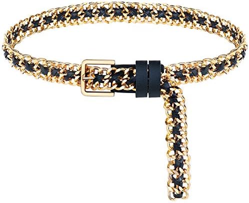 Glass Diamond Chain Belt Women Retro Bling Bling Metal Waist Accessory Amazon.com: ILuvatar Colorful glass diamond chain belt metal  main image 3