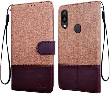Febelo, Inner TPU, Leather Magnetic Lock Dual Color Flip Cover Case for Samsung Galaxy M20 - Brown