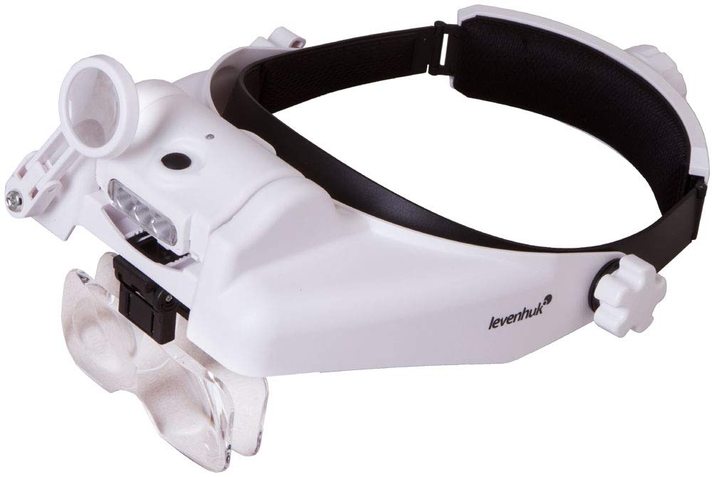 Levenhuk Zeno Vizor HR6 Head Rechargeable Magnifier – Handsfree Magnifying Glasses with Light and 5 Interchangeable Lenses with 1-8x Magnification