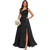 Stylefun Women's One Shoulder A Line Bridesmaid Dresses Long Chiffon Pleated Formal Evening Party Gowns STN007