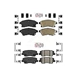 AmeriBRAKES Front Rear Ceramic Disc Brake Pads Kit